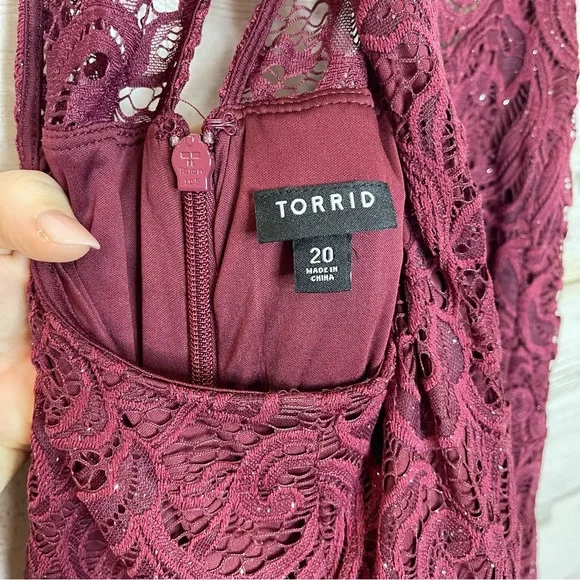 Torrid Plus Size 20 Mini Halter Burgundy Dress Skater - Picture 7 of 12